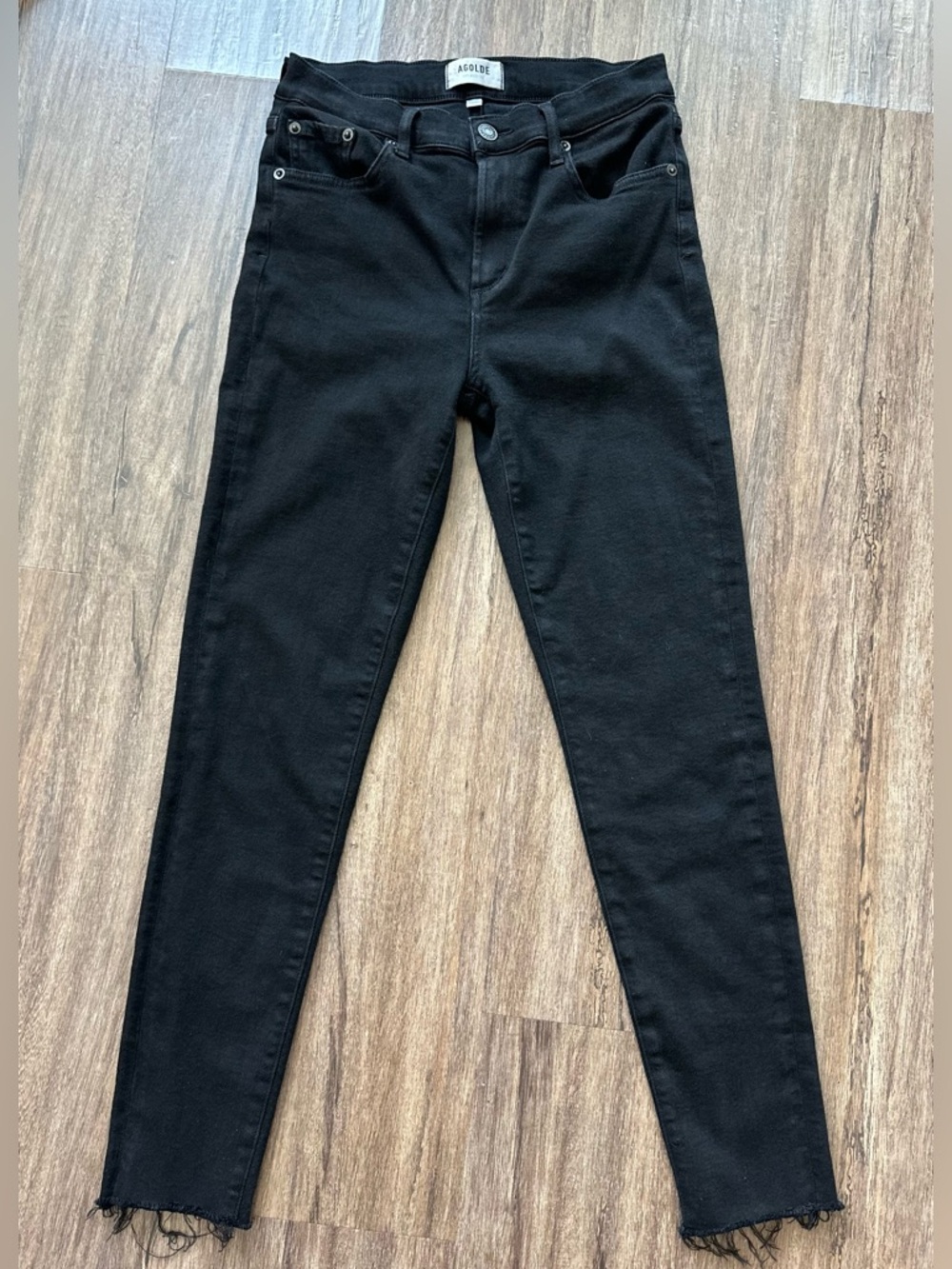 Agolde Sophie Mid Rise Ankle Skinny Jeans in Black (with stretch). Size 27.